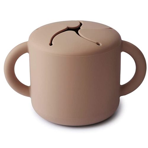 mushie Silicone Snack Cup | Spill Proof Food Container for Toddler and Baby (Natural)