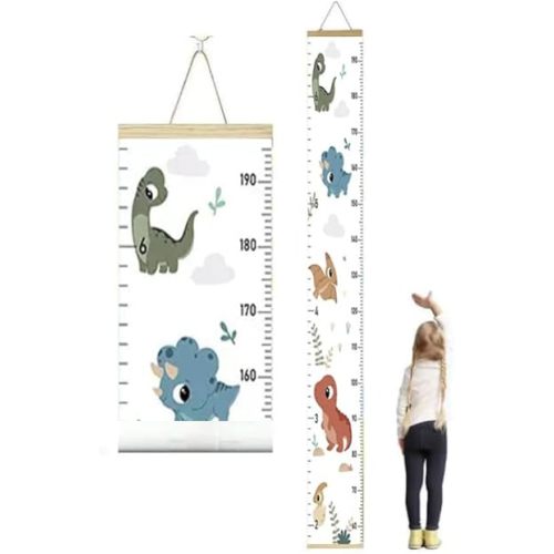 55 * 12.2-inch Extra-Wide Cartoon Children's Height Measure Wall Hanging Chart, Removable, Easy to Store, and Precision Measurement (Dinosaur)