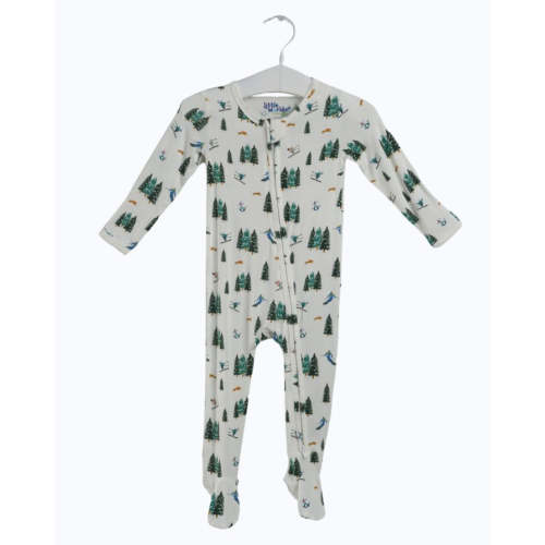 Bamboo Footie Pajama for Baby, Ski Print Pajama, Bamboo Baby PJs