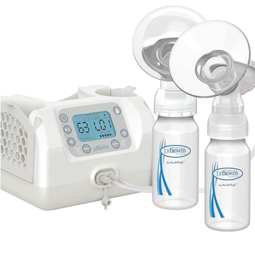 Dr. Brown's Customflow Hospital Strength Double Electric Breast Pump with Adjustable Settings, includes Breast Milk Collection Bottles, Flanges & Other Pumping Essentials