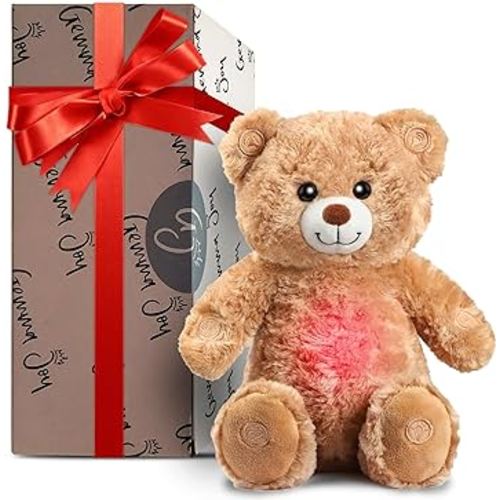 Bedtime Baby Soother with Cry Activated Sensor - Plush Stuffed Animal for Newborn Infants, Calming Light, Lullaby Music, White Noise, Shush and Mother’s Heartbeat - (Bear) by Gemma Joy