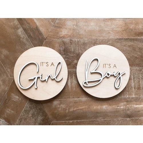 2-sided Gender Reveal Sign Wooden Sign Birth Announcement - Etsy