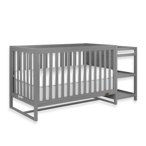 Dream On Me Milo 5-in-1 Convertible Crib and Changing Table with Free Changing Pad in Storm Grey, 3 Mattress Height Settings, Non-Toxic Finishes, Pinewood