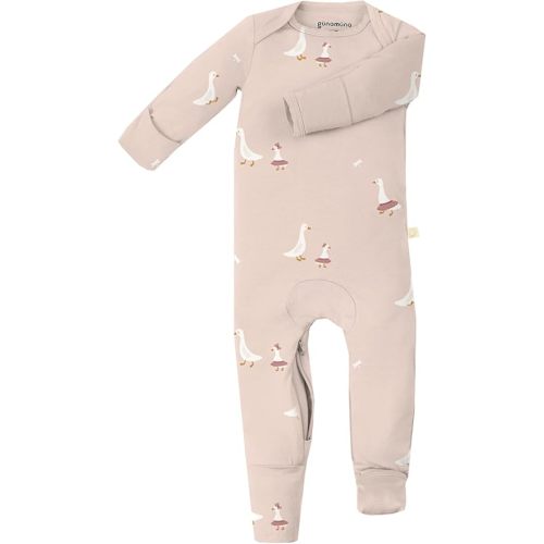 GUNAMUNA Unisex Baby Toddler Ultra-Soft Convertible Pajama, Footie or Romper Sleeper with Diaper Zipper, Newborn to 24 Months