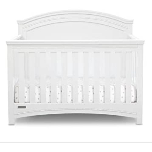 Delta Children Simmons Kids SlumberTime Emma 4-in-1 Convertible Baby Crib N More - Greenguard Gold Certified, Bianca White