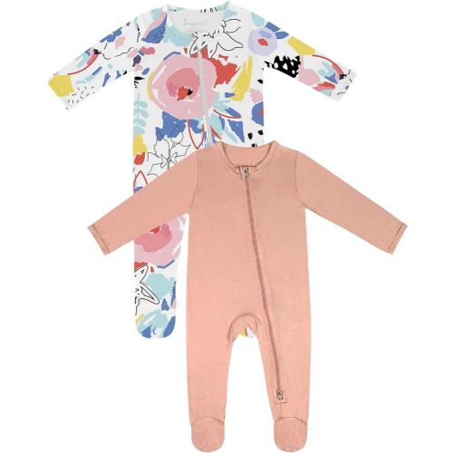 Jimonda Bamboo Baby Pajamas,Unisex Boys Girls One-Piece Footies,Long Sleeve Sleepers 2-Way Zip closure Romper