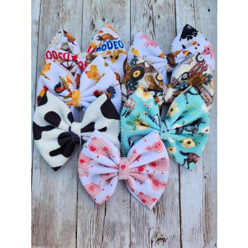 Western theme outfit for girls bows, girls headband gift idea, accessories for cowgirl outfit. Bow with horses, Tiffany blue girls bow.