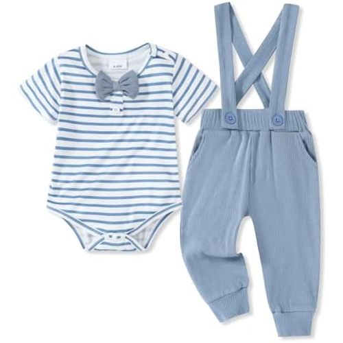 SANMIO Newborn Infant Baby Boy Clothes Summer Short Sleeve Romper and Pants Outfits Set 0 3 6 12 18 Months