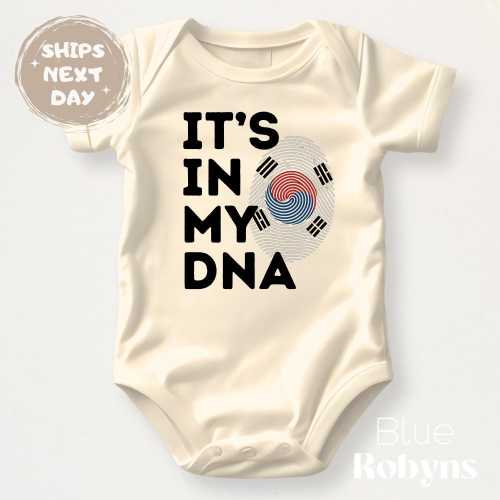 Korea Fingerprint Flag Shirt It’s In My DNA Korean Baby Bodysuit, Toddler Sweatshirt, Kids T-Shirt, Adult Tee Cute Korea Gift Korean Tshirt