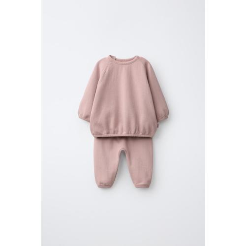 SOLID BALLOON SWEATSHIRT AND PANTS SET - Pink | ZARA United States