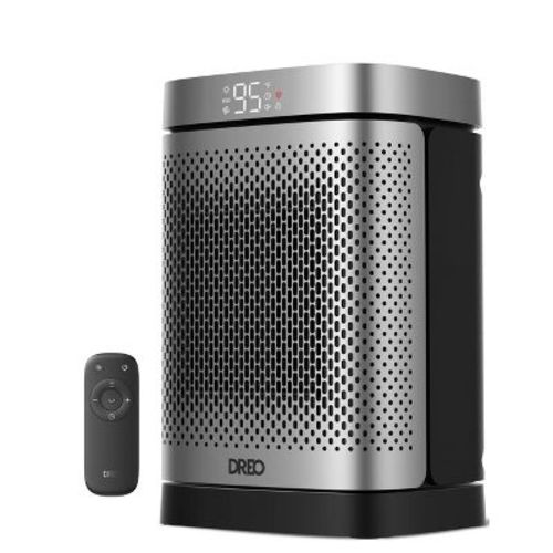 Dreo 1500w Atom Core Portable Oscillating Ceramic Space Heater For Home With Remote And Thermostat 1-12h Timer Silver: Indoor Heater For Bedroom