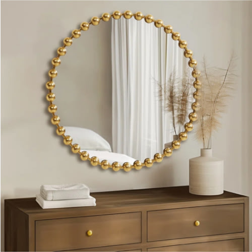 Madison Park Signature Marlowe Beaded Round Metal Wall Mirror & Reviews | Wayfair