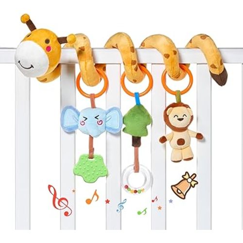 TUMAMA Kids Spiral Car Seat & Stroller Activity Toy - Giraffe Textured Play Activity Toy for Sensory Exploration and Engagement, Ages 0 and Up