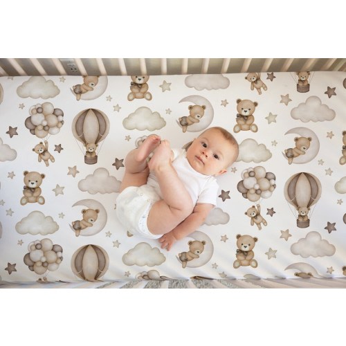 Teddy Bear Crib Sheets, Neutral Crib Sheets Boy, Mini Crib Sheet, Baby Boy Crib Bedding, Teddy Bear Crib Bedding, Mini Crib Bedding Boy Moon