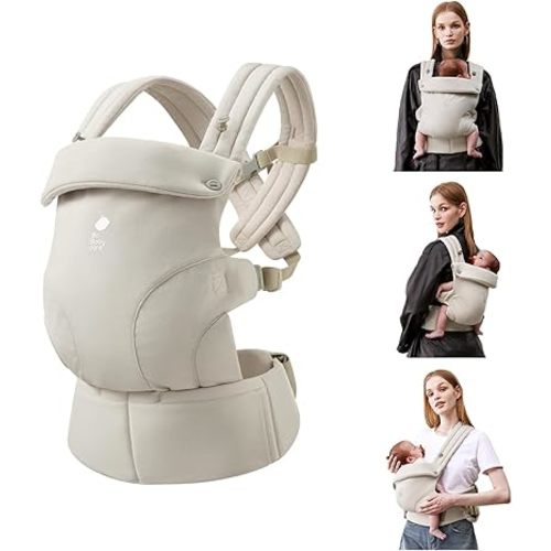 Bc Babycare CocoonGo Baby Carrier – CloudTouch Soft & Ergonomic Baby Carrier for 7–44 lbs | Easy to Wear, Adjustable Fit, Travel-Ready, Machine Washable (Light Beige)