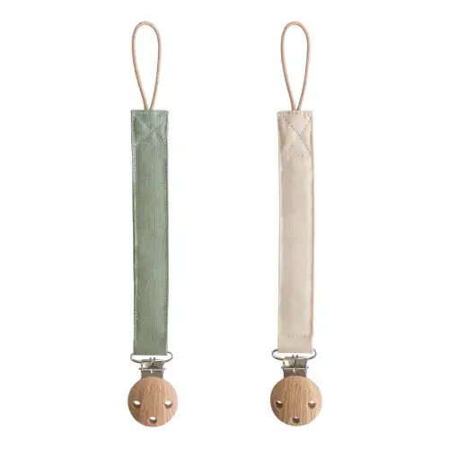 Mushie | Linen Pacifier Clip 2-Pack