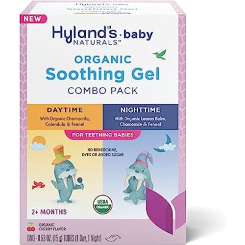 Hyland's Naturals Baby - Organic Day/Night Soothing Gel Combo Pack, Natural Relief of Oral Discomfort, Irritability & Swelling, Easy-to-Apply, Ages 2 Months & Up, 1.06 Ounce (2 Tubes of 0.53 oz.)