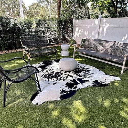Genuine Cowhide Rug - Natural Black and White Rugs for Living Room & Bedroom Aesthetic - Real Cowhide Rug for Rustic Home Decor - Chromatic Black and White Cowhide Rug Collection