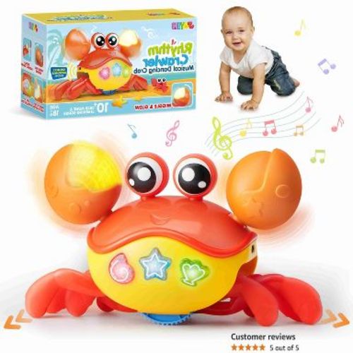 Joyfy Crawling Crab Baby Toy Fantastic Infant Sensory Tummy time Toys Babies boy Girl Learning Crawl 3-6 6-12 Walking Toddler Gifts 36 Months Old