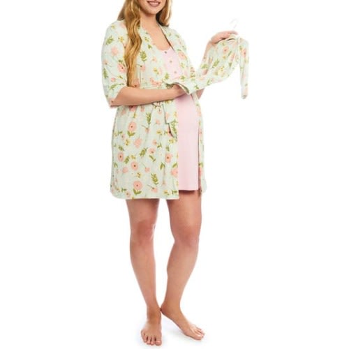 Carolyn During & After 4-Piece Maternity/Nursing Sleep Set, Medium
