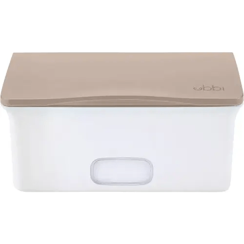 Ubbi Baby Wipes Dispenser with Weighted Plate and Secure Seal, Nursery and Baby Registry Essential to Keep Wipes Fresh, Taupe
