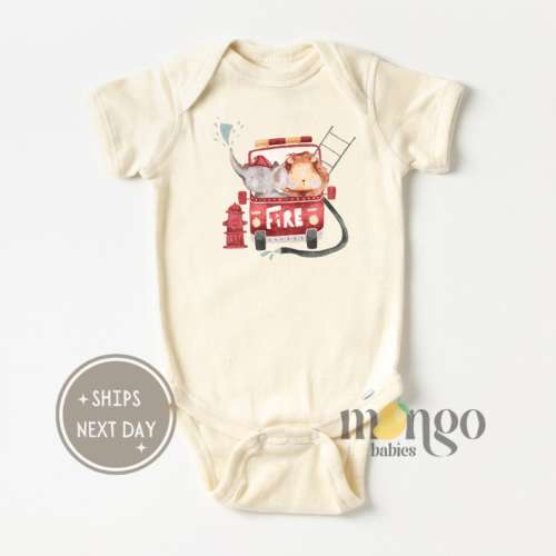 Cute Baby Onesies® Brand Firefighter Baby Outfit Cute Fire Fighter Baby Gift for Baby Shower Gift Pregnancy Surprise Ideas Fire Truck 2249