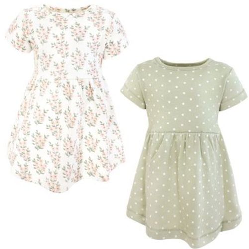 Luvable Friends Hudson Baby Short-Sleeve Dresses 2pk, Sage Florals Bloom, 6-9M