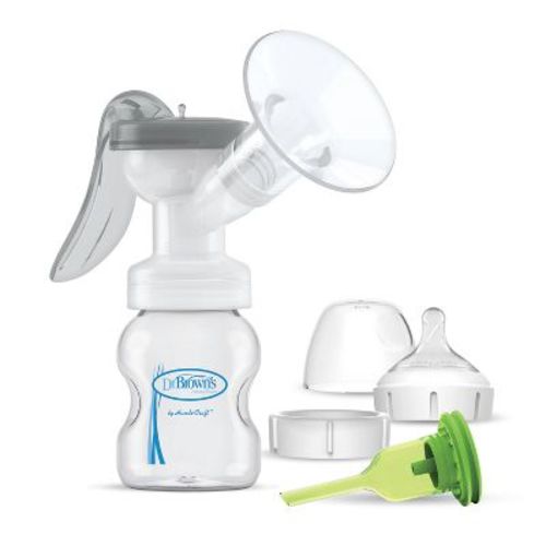 Dr. Brown's Manual Breast Pump with Soft Shape Silicone Shield & Anti-Colic Options+ Baby Bottle - 4ct - 5oz