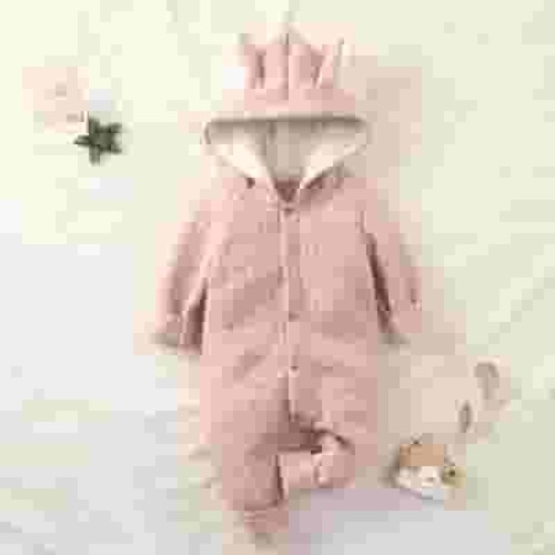 lmcalzta Baby Girls Boys Clothes Hoode Rompers Cotton Onesie Fall Winter Warm Thick Solid Color Jumpsuits Toddler Infant Newborn