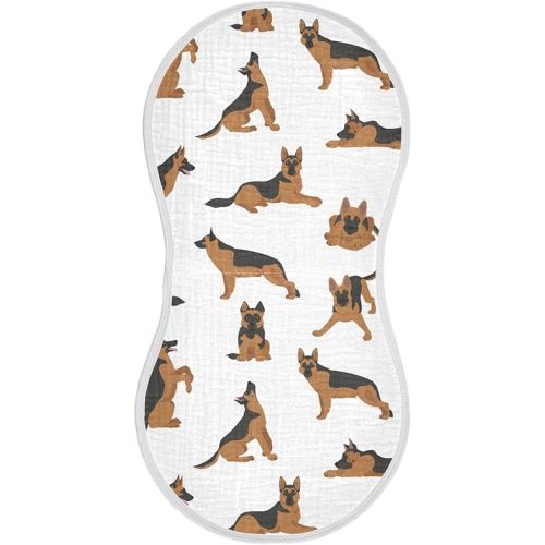 vvfelixl Burp Cloths German Shepherd Dogs for Baby Boy Girls Baby Washcloths Burp Rags 1 Pack White