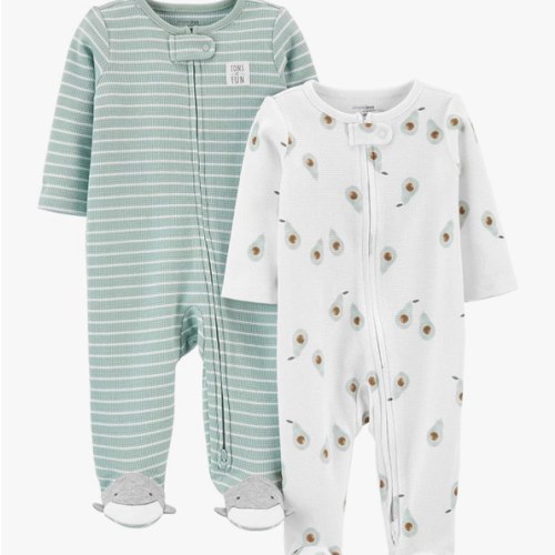 Simple Joys by Carter's Baby 2-Way Zip Thermal Footed Sleep and Play, Pack of 2