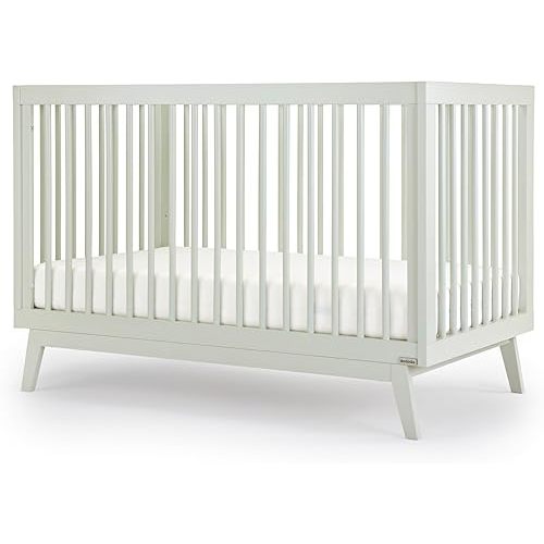 dadada Baby Soho 3-in-1 Convertible Wooden Crib to Toddler Bed - Made in Italy, GREENGUARD Gold Certified, Baby-Safe Finish, Sustainable Beech Wood, Modern Design, 3 Adjustable Heights (Sage)