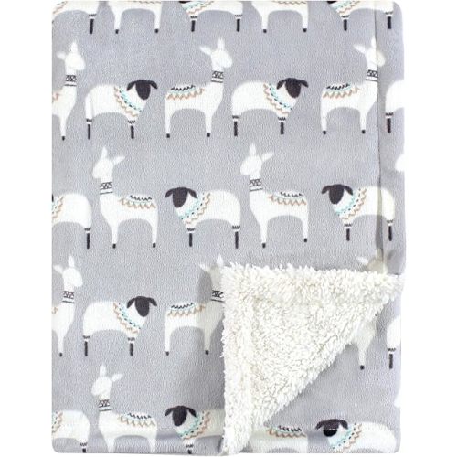 Hudson Baby Unisex Baby Plush Mink and Sherpa Blanket, Aztec Llama, One Size