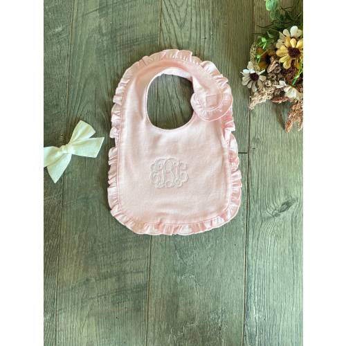 Ruffled monogram Cotton Bib