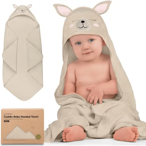 KeaBabies Hooded Baby Towel for Newborn - Viscose Derived from Bamboo Large Baby Bath Towels with Hood for Boys, Girls, Toddler, Extra Absorbent & Soft Newborn Bath Essentials (Alpaca)