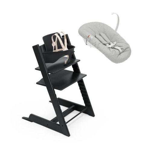 Stokke Tripp Trapp High Chair 2 with Adjustable Newborn Set & Baby Set - Black
