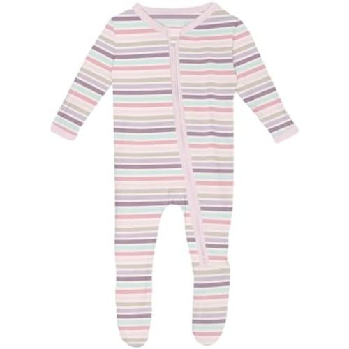 KicKee Print Footie with Zipper, Super Soft One-Piece Jammies, Sleepwear for Babies and Kids