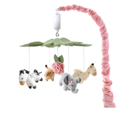 The Peanutshell Crib Mobile for Girls - Soft Pink Musical Baby Crib Mobile with 12 Lullabies, Cute Animal Baby Wildest Dreams Nursery Decor