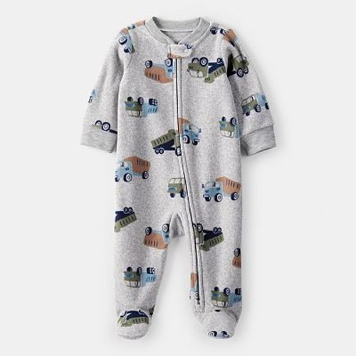 Baby Boy Construction Truck Print Long-Sleeve Sleep & Play Pajamas