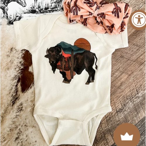 Buffalo Desert S/S Onesie(Infant/Toddler/Youth)(Cream)