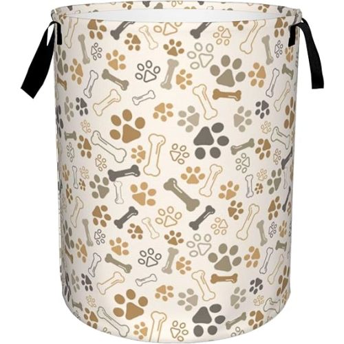 Laundry Basket, Dirty Clothes Basket, Foldable Waterproof Oxford Cloth Storage Basket for Bedroom, Bathroom, Clothes, Toys, Large Storage Basket for Boys and Girls(Cute Dog's Paw Prints)