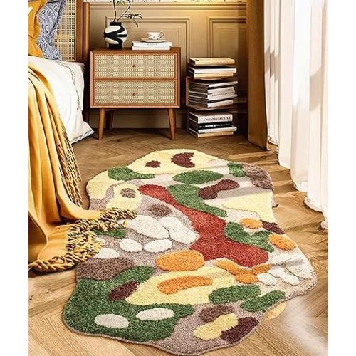 UKELER Soft Shag Rug for Girls Cute Moss Home Decor Non Slip Washable Area Runner Rugs for Bedroom Bedside Laundry Room Playroom 59''x31.5''