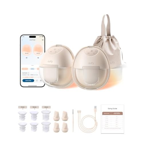 eufy Security Heated Breast Pump S1, Hands-Free Breast Pump with Industry-Leading HeatFlow Tech, App-Controlled OptiRhythm, Hospital-Grade Suction, Leakproof, Slim and Ultra-Quiet for in-Bra Use