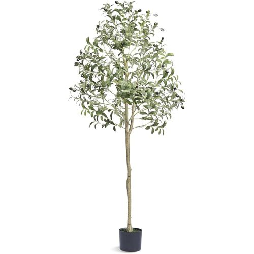 VEVOR Artificial Olive Tree, 5 FT Tall Faux Plant, Secure PE Material & Anti-Tip Tilt Protection Low-Maintenance Plant, Lifelike Green Fake Potted Tree for Home Office Warehouse Decor Indoor Outdoor