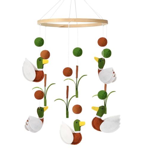 Mallard Duck Baby Mobile for Crib Wild Mallard Duck Baby Stuff Felt Nursery Mobile for Crib Neutral Wooden Handmade Hanging