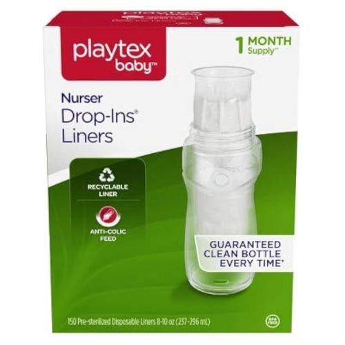 Playtex 55291217 8 oz Nurser Drop-Ins Baby Bottle Disposable Liners - 150 Count