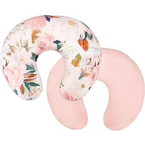 DILIMI Nursing Pillow Cover, Soft Stretchy Nursing Covers for Breastfeeding Pillows, 1 Pack Reversible Removable Slipcover for Baby Boy and Girls, Floral