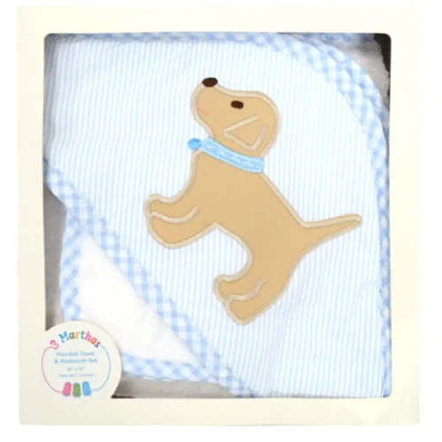 3 Marthas - Lab Puppy Hooded Towel Blue Set – Hampton James Clothing