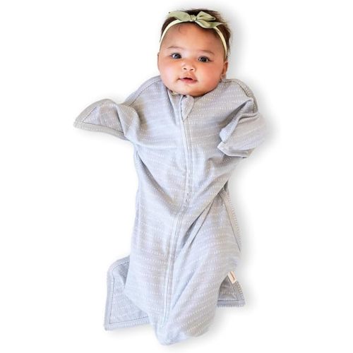 SleepingBaby Zipadee-Zip Transitional Swaddle Sack, 3-6 Month - Roomy Zipper Swaddle for Easy Diaper Changes and Proper Hip Development - Baby Swaddle Sack, X-Small - Graystone