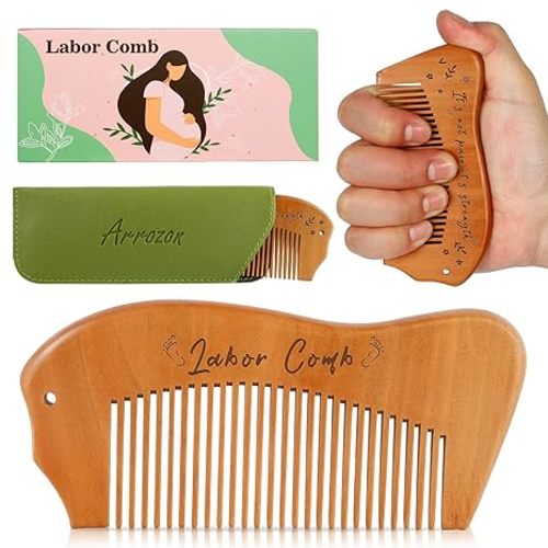 Arrozon Birth Comb for Women Labor, Hospital Bag Must Haves for Pregnant Mom, Wooden Labor comb Natural Labor and Delivery Essentials, New Mom Gifts Birthing Comb